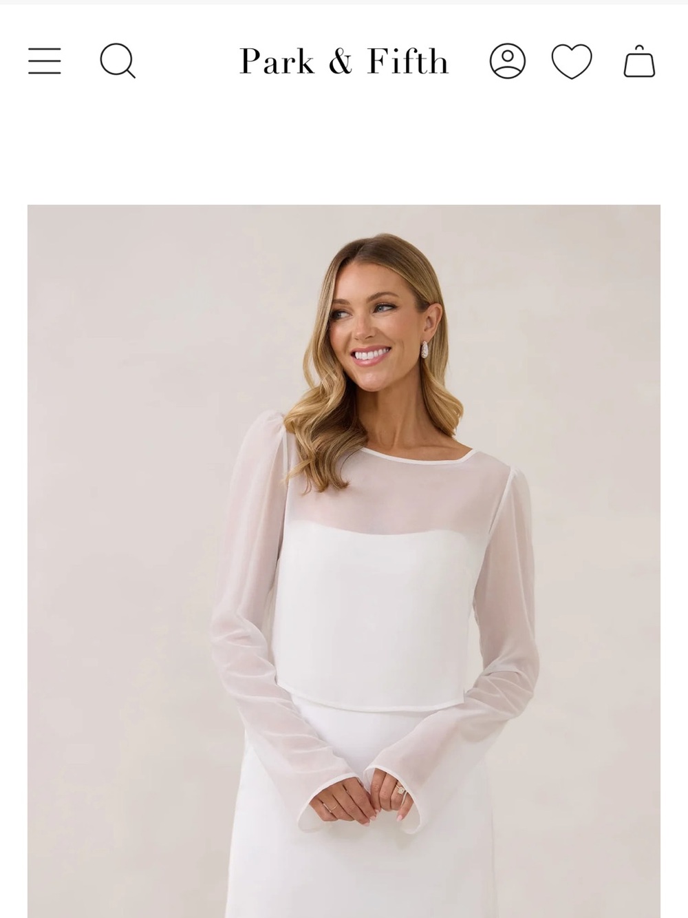Park & Fifth White Sheer-Sleeve Blouse